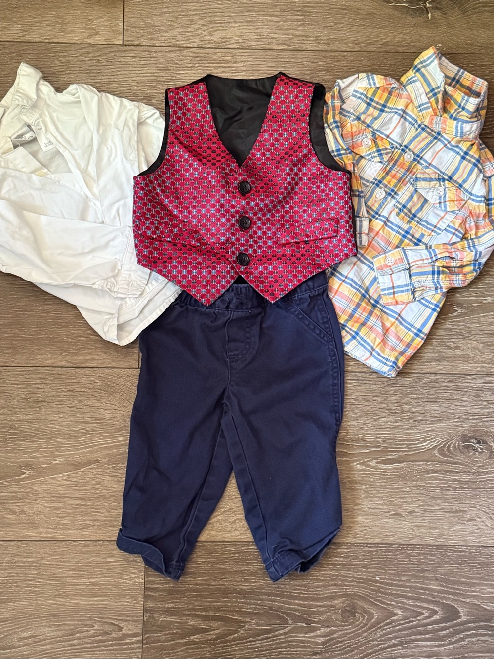 Baby Boy Dressy Outfit Bundle | 4 Pieces | Button-Up Shirts, Vest & Pants